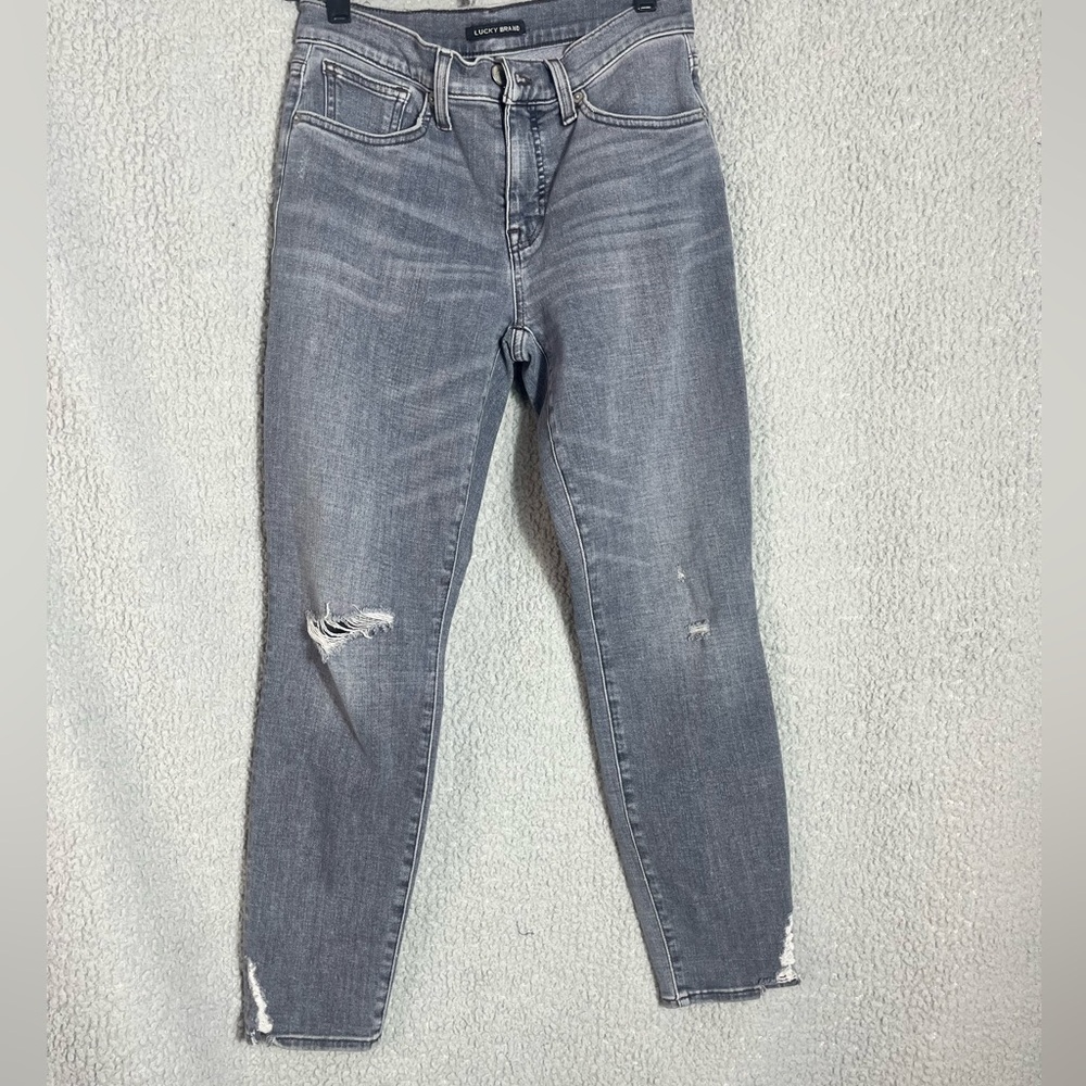 Lucky Brand Mid rise Skinny Ava Women's Gray Distressed Skinny Jeans
